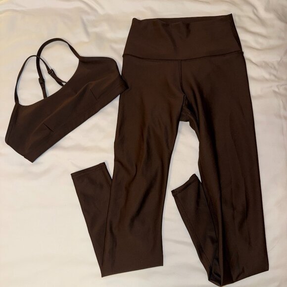 ALO Yoga Airlift Bra and Leggings - Espresso XS - Picture 2 of 8
